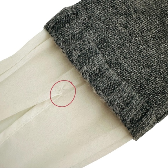 FLAWED Brochu Walker Eton Grey Wool Cashmere Sweater with White Underlay Size XS - Picture 15 of 16